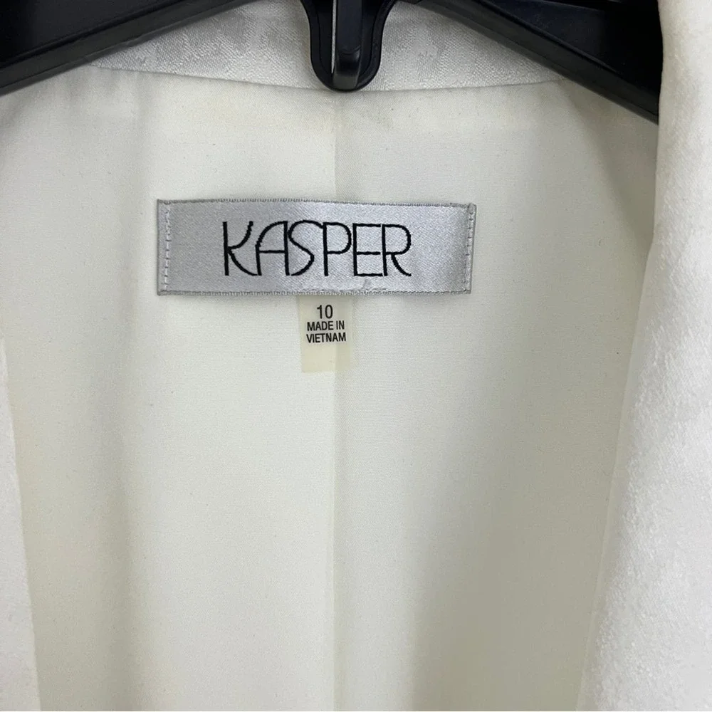 Kasper Size 10 Ivory Single Breasted Shawl Long Sleeve Jacket Blazer Lined - Picture 4 of 4